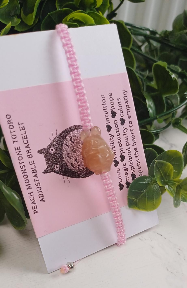 My Neigbor Totoro Peach Moonstone Adjustable Bracelet