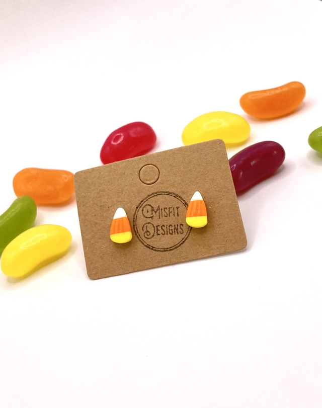 Candy corn stud earrings