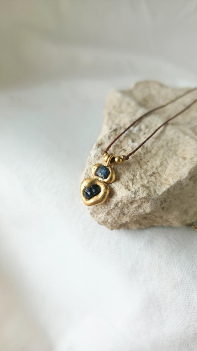 Pendente Duas Safiras Azuis