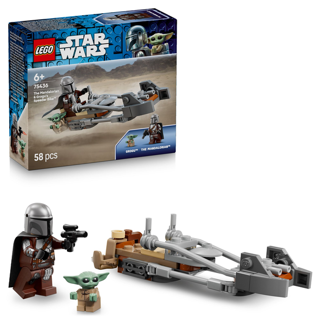 LEGO 75436 Star Wars Der Mandalorianer und Grogu auf ihrem Speeder Bike