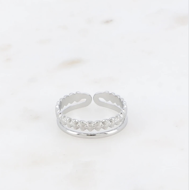 Bague ligne de fleur argent