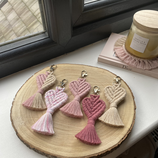 Macrame Heart Keyrings 