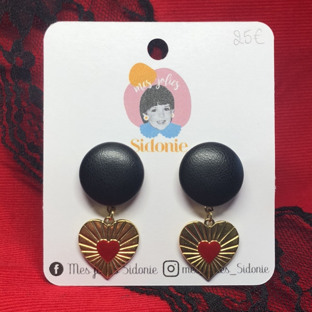 Mini Sidonie rouge pendantes coeur rouge