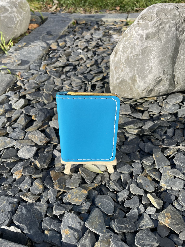 Porte-cartes double turquoise/jaune