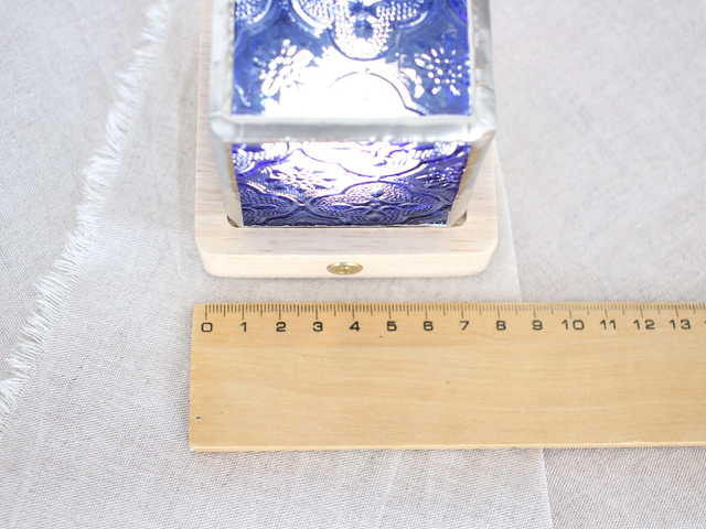 💡Mini Lampe nomade bleue en vitrail et bois