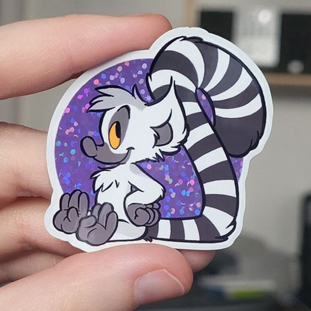 Kiki purple glitter sticker