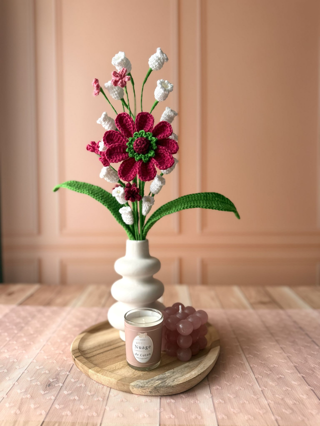Bouquet muguet et zinnia