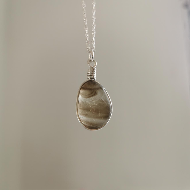 Ultra RARE multicoloured grey seaglass necklace