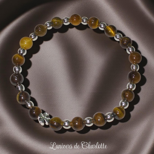 Bracelet "Oeil de tigre" - Perle 6 mm - REF58