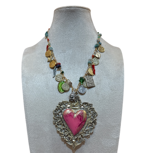 Collana cuore ex-voto rosa 25NL-3