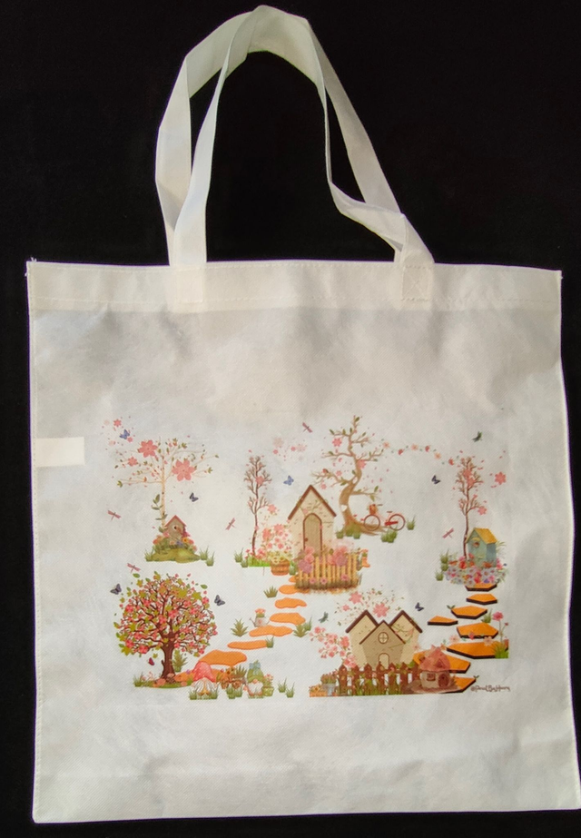 Sac cabas 36X39 cm intissé blanc &quot;Renouveau&quot; - Print by Henry