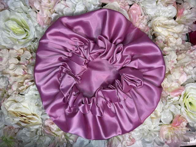 Bonnet en satin et soie réversible rose | Protection cheveux nuit | Anti-frisottis | Tailles S, M, L | Double épaisseur fait main 