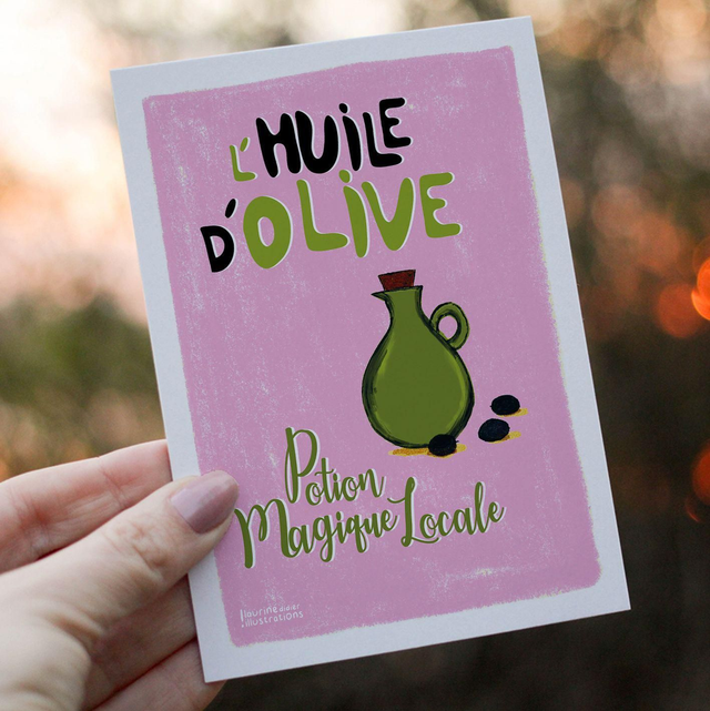 Potion Magique Huile d'olive rose - carte postale