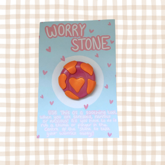 Pink and Orange Heart Worry Stone