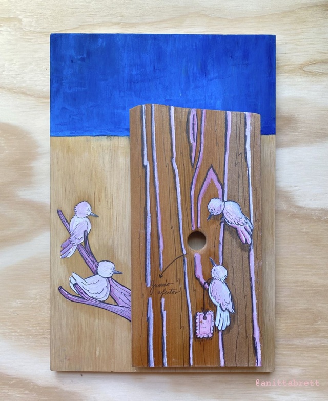 Casa de pájaro. Pintura al óleo original de Anitta Brett