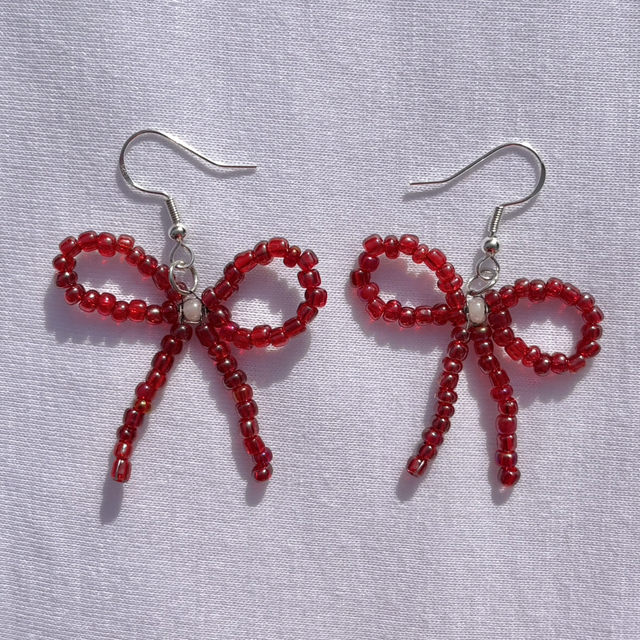 Crimson Bow Earrings