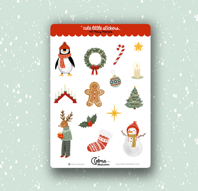 Planche de stickers de Noël "Merry Moments"