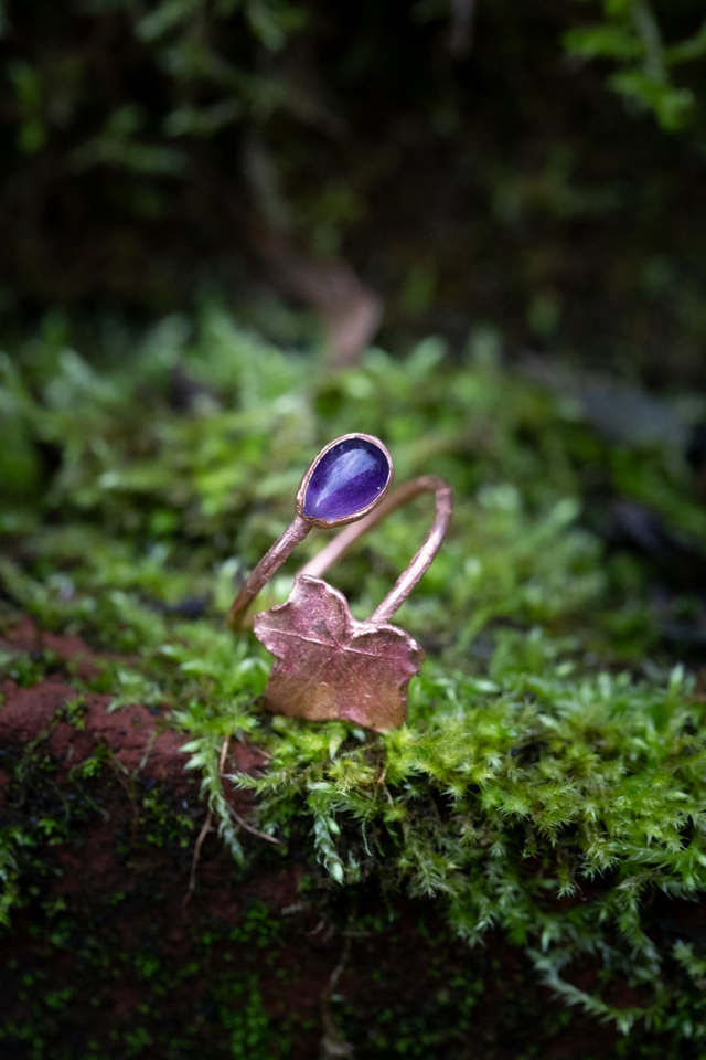 Bague lierre et améthyste