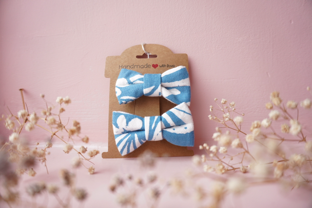 Blue Patterned Mini Bow 2 Pack