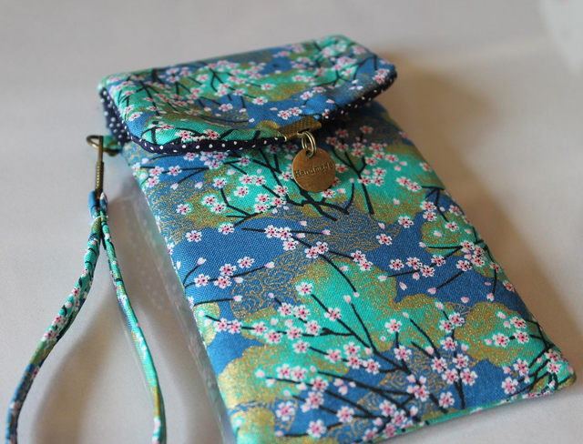 Etui pour smartphone "Akina" turquoise doré