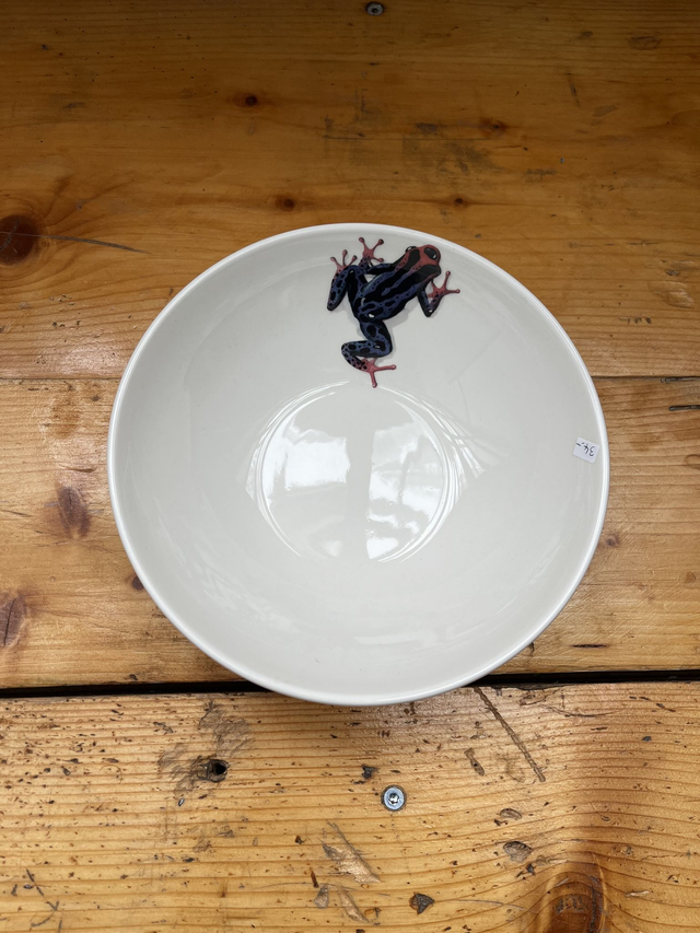 Schüssel Suppe tief (Ramen) Frosch blau