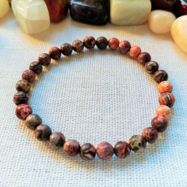 Jaspe Léopard / Bracelet Boules de 8 mm / Rondes et Polies en Pierres Naturelles