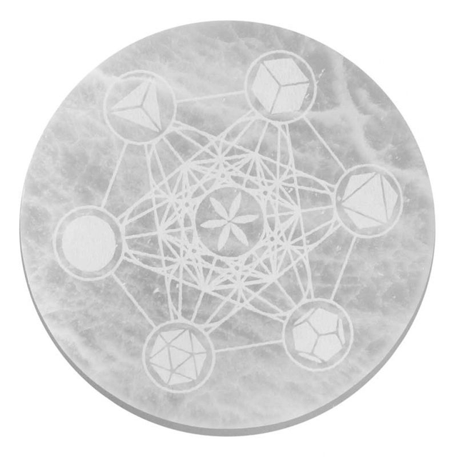 Selenite Charging Plate 18cm - Sacred Geometry