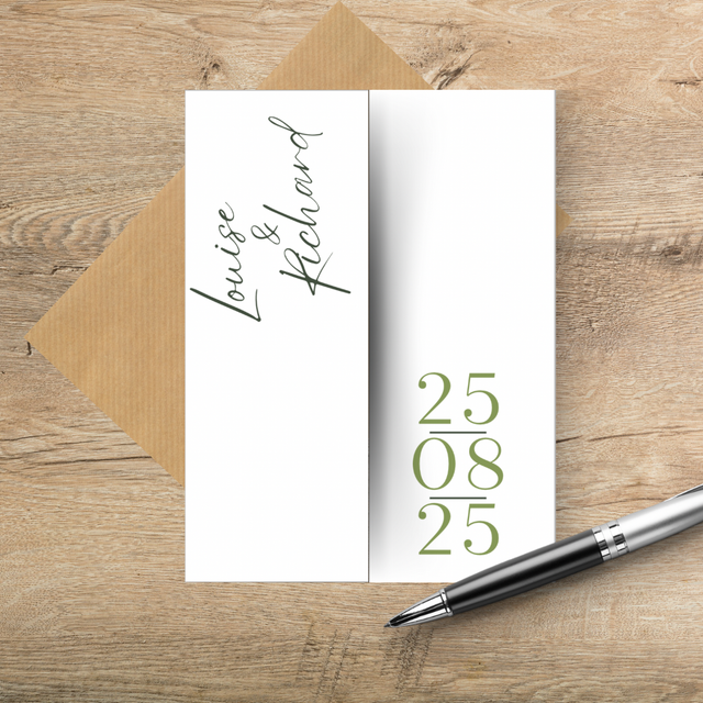 Shades of green modern design - Gatefold Wedding invitation