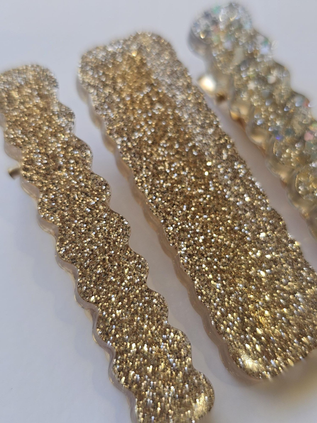 TRIO BARRETTES OR &amp; ARGENT