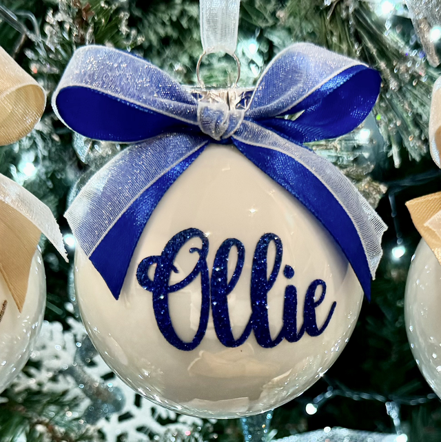 Christmas Glass Bauble (with bow)