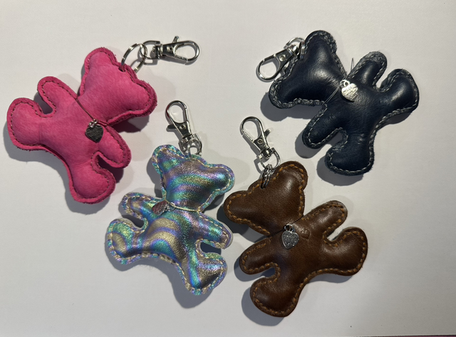 Leather Teddy Bear Keyring KITS