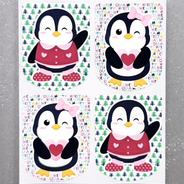 Christmas Penguin Stickers (Set of 4)