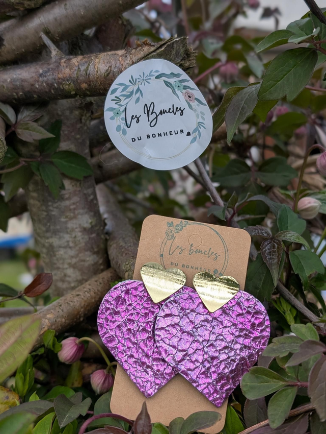 Boucles d&#039;oreilles Coeur ❤️ rose c1004