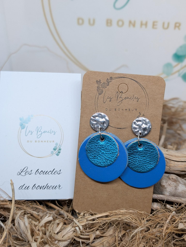 Boucles d&#039;oreilles Moon bleu mo018
