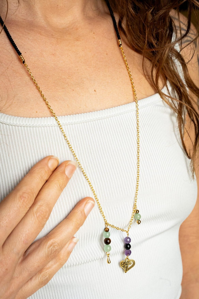 Collier long bohème chaîne dorée