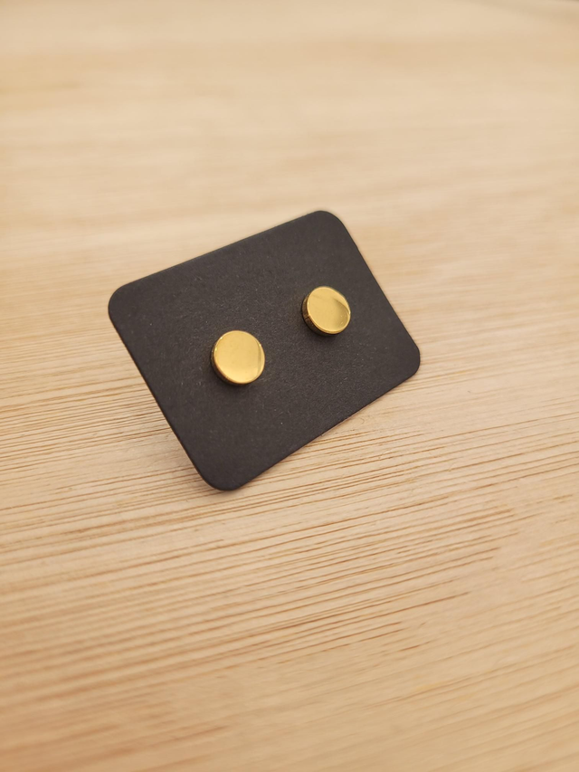 Gold stainless steel circle stud earrings - SL-019