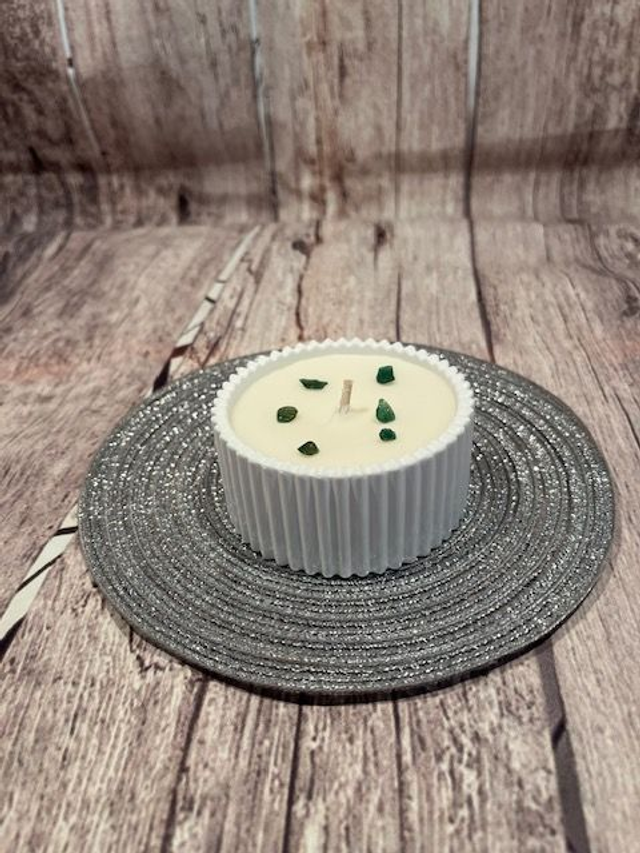 Bougie en pot Aventurine avec pierre de lithothérapie - 90 grammes