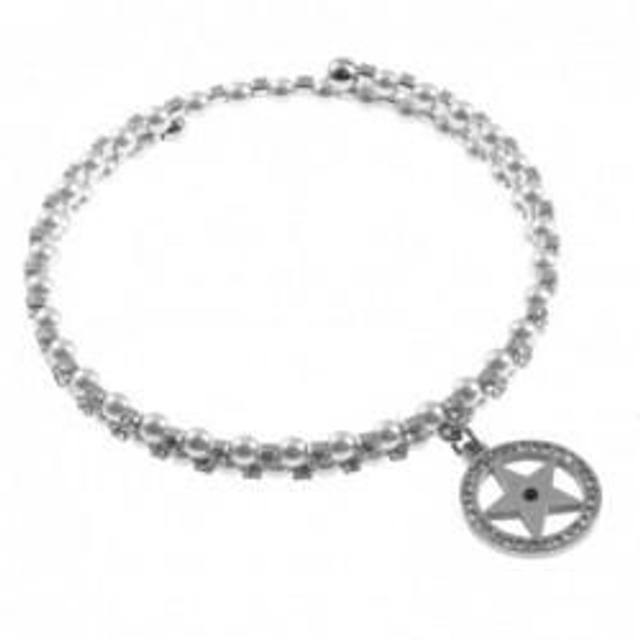 Bracciale donna in bronzo bianco con charm a stella 