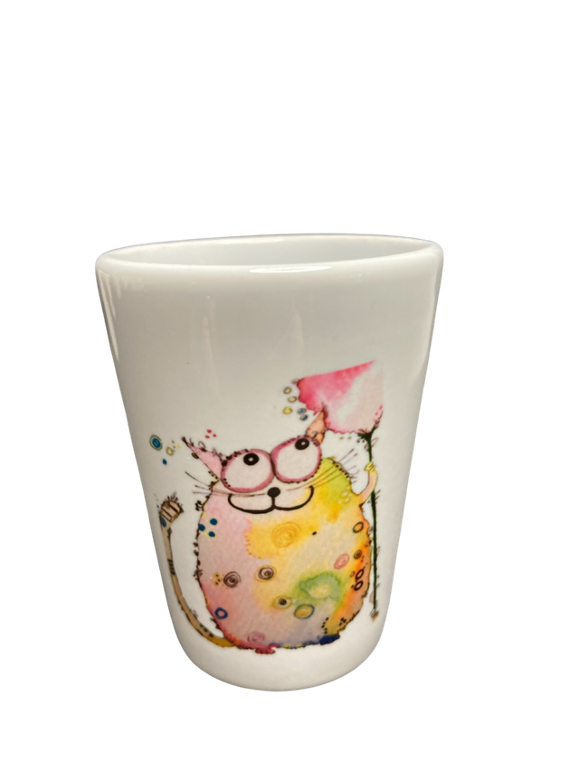 Schnapsglas Keramik "Katze mit Ballon"