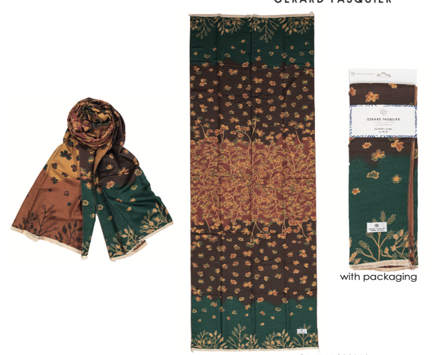 Foulard en Laine à Motif fleurie tricolor- Gérard Pasquier