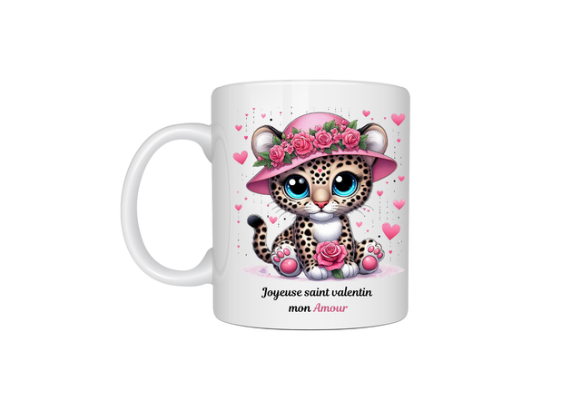 Mug motif léopard saint valentin 