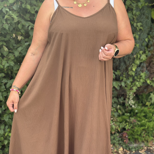 12252-Robe longue bretelle Taille unique  50 au 60