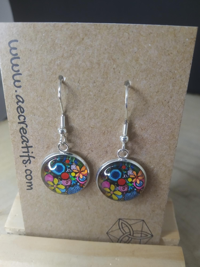 Boucles d&#039;oreilles cabochons fleurs2
