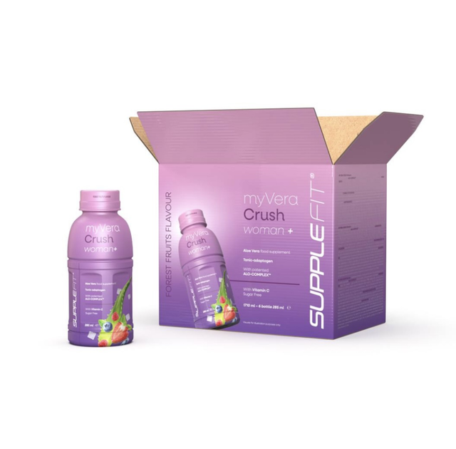 MyVera Crush Woman + | Nahrungsergänzungsmittel mit Koffein &‘ Süssungsmitteln in Einzelflaschen à 285ml (6-er Pack) 