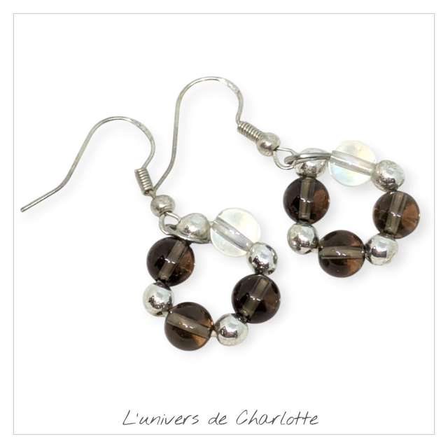 Boucles d'oreilles"Quartz fumé" BO-079