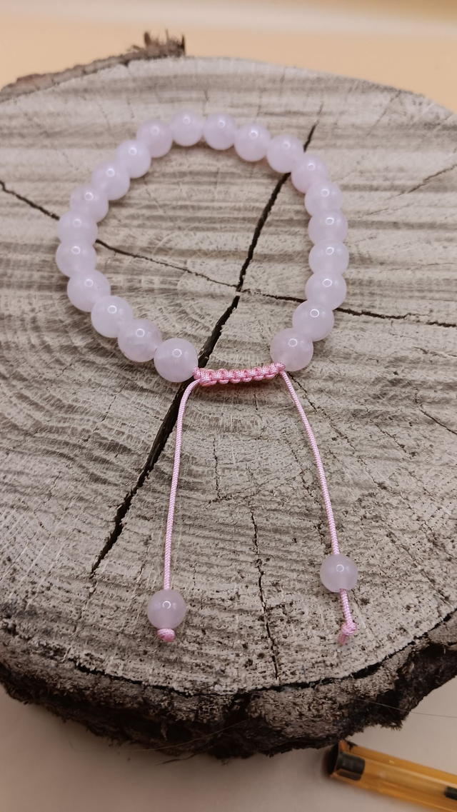 Bracelet reglable coulissant - Quartz rose