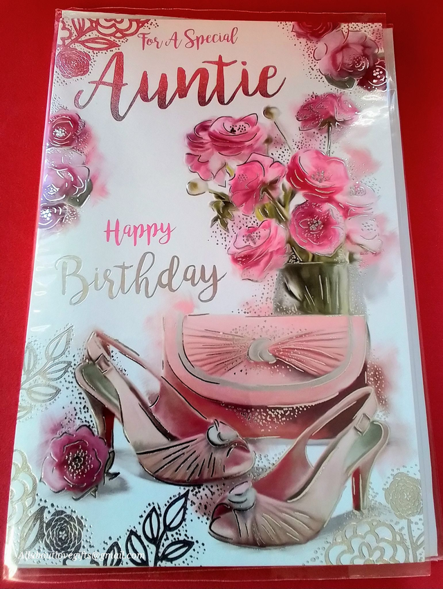 Auntie Happy Birthday Card - Party Gift Gold Foil Premium Quality