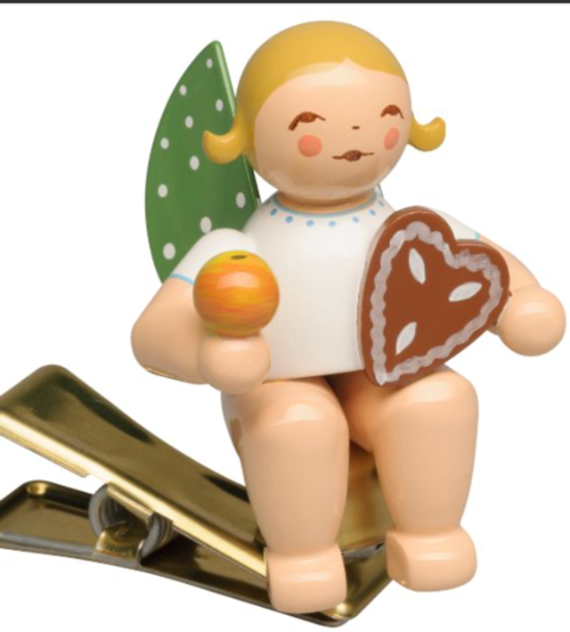 W&K Engel mit Lebkuchen und Apfel, auf Klemme
