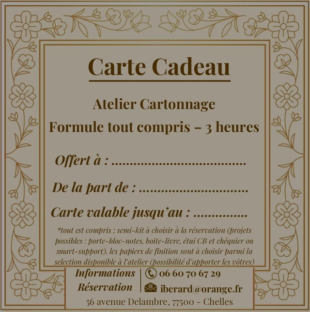 Atelier Cartonnage "tout compris"