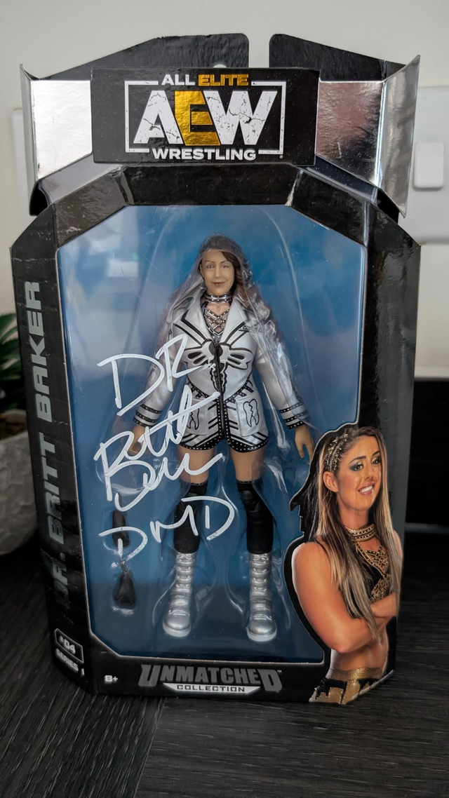 AEW Signed Unmatched Series 1 Britt Baker #04 Figure with SWAU Authentication 